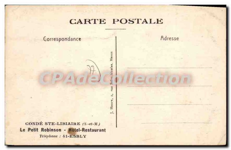 Postcard Old Conde Ste Libiaire S and M Hotel Restaurant lawn