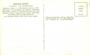 Vintage Postcard Moana Hotel Hospitality Service Restaurant Waikiki Beach Hawaii