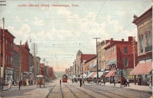 Chattanooga Tennessee Market Street Vintage Postcard AA8082