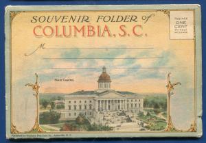 Columbia South Carolina sc #3 linen postcard folder