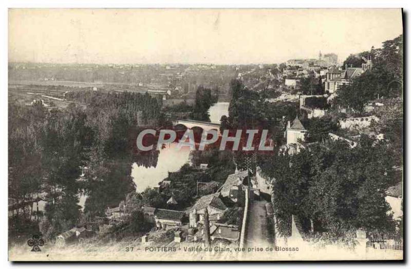 Old Postcard Poitiers Clain Valley View Taking Blossac