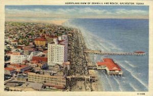 Seawall And Beach - Galveston, Texas TX  