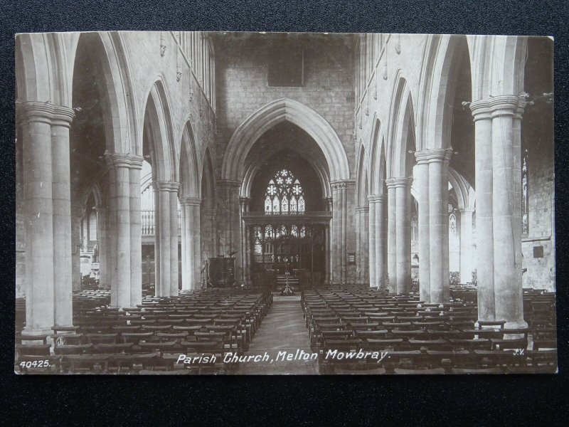 Leicestershire MELTON MOWBRAY Parish Church c1904 RP Postcard by Valentine