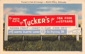 J59/ North Platte Nebraska Postcard Linen Tucker's Caf� Billboard  187