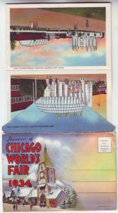 PC61 JLs postcard 1934 chicago worlds fair 18 views foldout