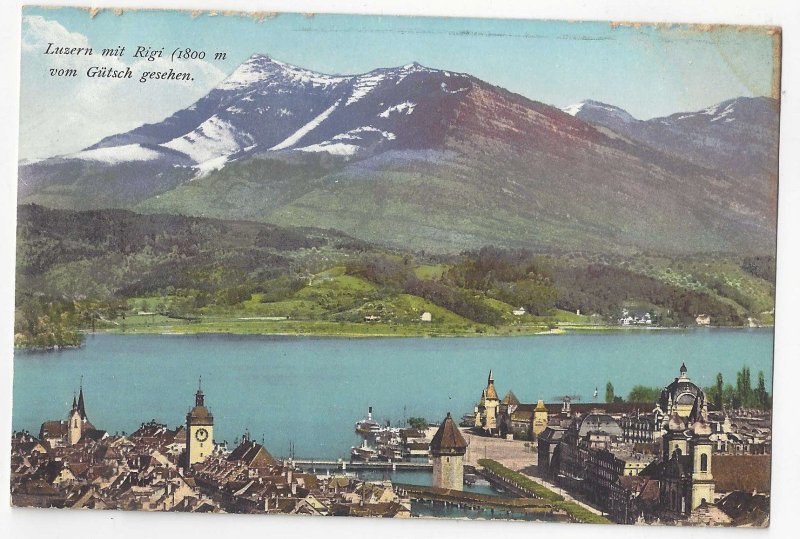 Switzerland Siusse Alpen Luzern Lucerne mit Rigi Vtg E Goetz Postcard c 1910