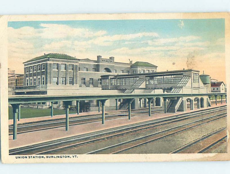 Pre-Chrome TRAIN STATION DEPOT Burlington Vermont VT AH6554