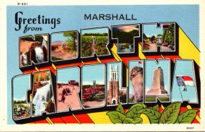 North Carolina Greetings From Marshall Large Letter Linen