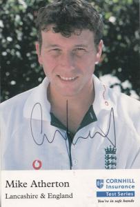 Mike Atherton Hand Signed Cornhill Cricket Test Series Photo Card