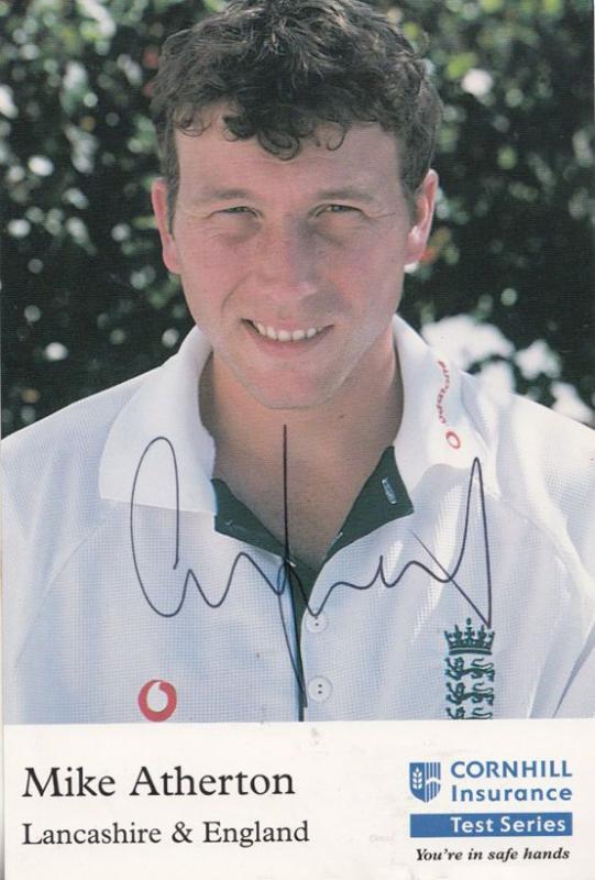 Mike Atherton Hand Signed Cornhill Cricket Test Series Photo Card