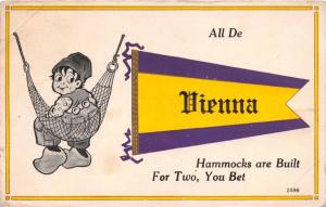 VIENNA NEW YORK ALL DE HAMMOCKS ARE BUILT FOR TWO, YOU BET POSTCARD c1914