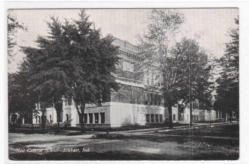 Central School Elkhart Indiana 1910s postcard