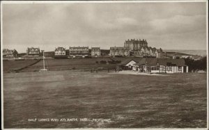 Newquay England Atlantic Hotel Golf Links Vintage Real Photo Postcard