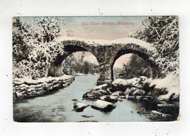 Mint Picture Postcard Ireland County Kerry Killarney Old Weir Bridge with snow