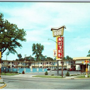 c1960s Kankakee, ILL Imperial 400 Motel East Court Street Sign Chrome IL PC A304