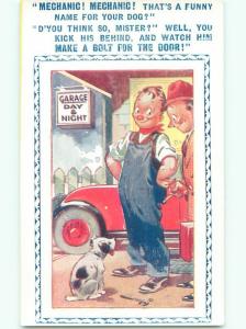 Bamforth Comic DOG AND MECHANICS AT ALL NIGHT GARAGE AB9824