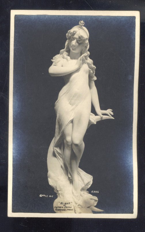 RPPC FLORENCE ITALY NIGHT STATUE PANAMA PACIFIC INTERNATION EXPOSITION POSTCARD