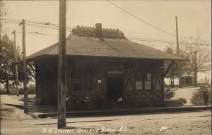 Oakland Beach Warwick Rhode Island RI RR Train Station Depot Real Photo Postcard