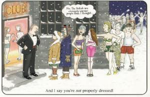 Christmas Freezing Nightclub Disco But Naked Women Big Tourist Comic Postcard