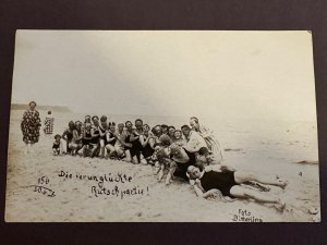 Early 1900's RPPC Postcard Real Picture Old Beach Party