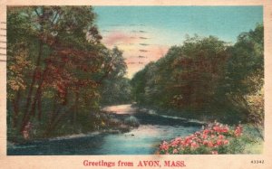 Vintage Postcard 1946 Greetings From Avon Massachusetts Beautiful Lakes NYC