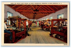 1940 Weave Shed Biltmore Handwoven Homespun Asheville North Carolina NC Postcard