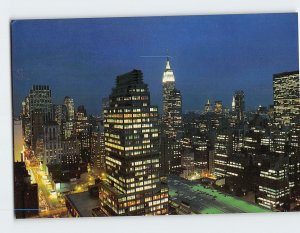 Postcard Aerial View of New York City at Night New York City New York USA