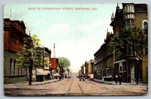 Freeport  Illinois  Stephenson Street   Postcard