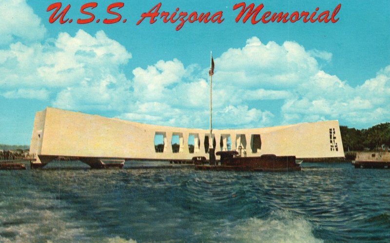 Vintage Postcard USS Arizona Memorial Battleship Sunk Honolulu, Hawaii HI