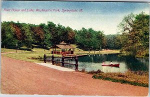 Postcard BOAT SCENE Springfield Illinois IL AL3133