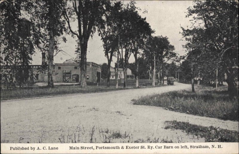 Stratham NH Main St. P&E St. Ry Car Barn c1910 Postcard 