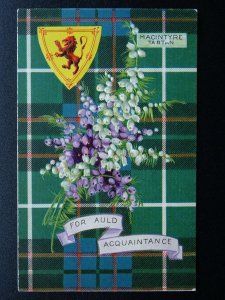 Scottish Clan Tartan CLAN MACINTYRE For Auld Acquaintance c1906 Postcard by B.B.