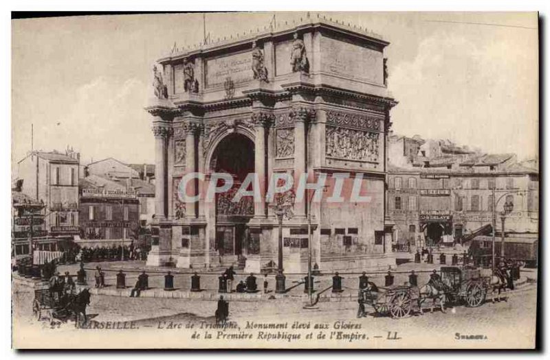 Old Postcard Marseille The Arc de Triomphe high Monument to the glories of th...