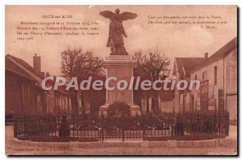 Old Postcard Arcis sur Aube Monument