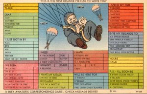 Humour Busy Person's Correspondence Card With Paratroopers