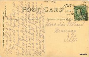 1910 Christian Church Shawnee Oklahoma hand colored Yunts postcard 11127