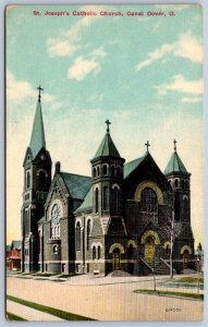K46/ Canal Dover Ohio Postcard c1910 St Joseph's Catholic Church 468