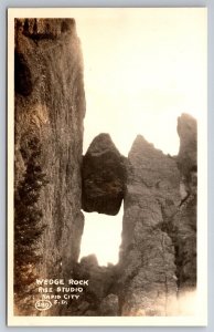 RPPC Wedge Rock Rapid City SD C1940 Rise Studio Postcard U23