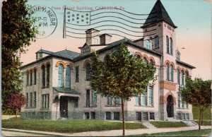 Carlisle PA Penn School Building c1912 RPO Omaha & Ogden Postcard F47