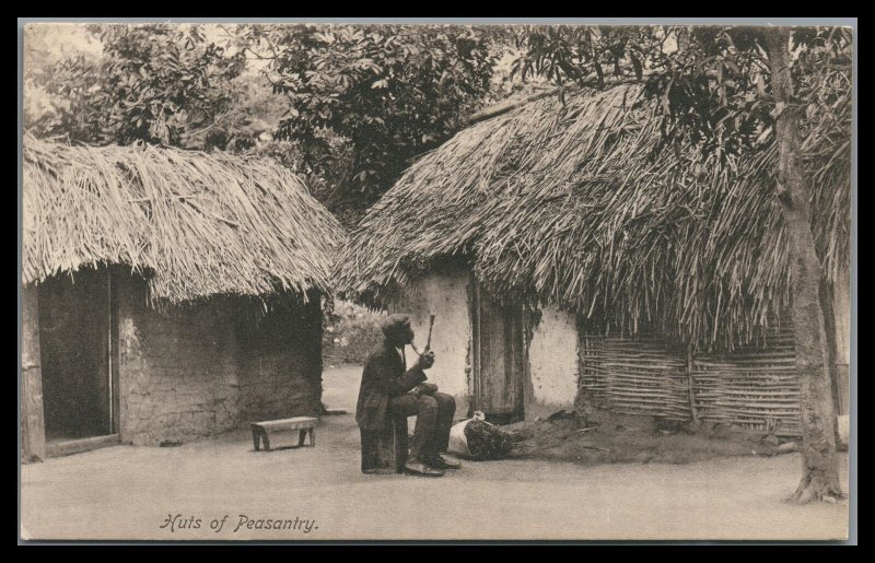 Jamaica Vintage Unused Postcard Huts of Peasantry Natives Costumes 