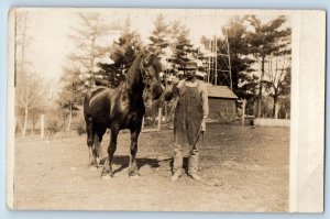 Victory Wisconsin WI Postcard RPPC Photo Farmer And Horse Scene Field c1910's