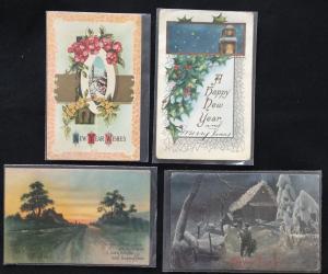 Used Postcard (4) Happy New Year PM-1917 1914 1919 1914 LB