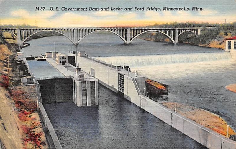 US Government Dam and Locks Ford Bridge - Minneapolis, Minnesota MN  