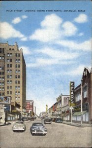 Amarillo Texas TX Polk Street Scene Sears Vintage Postcard