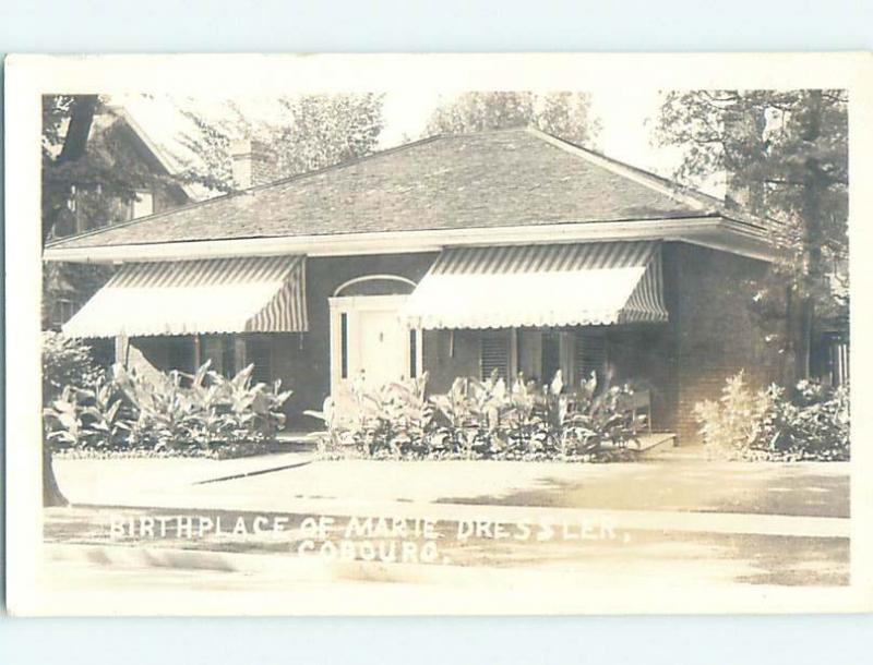 old rppc MARIE DRESSLER BIRTHPLACE Cobourg - Ontario ON Canada HM1964