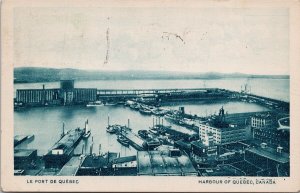 Le Port De Quebec Harbour QC Ships c1926 Diamond Jubilee Cancel Postcard H44