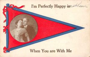 Chippewa Falls Wisconsin romantic couple red pennant vintage pc Z23528