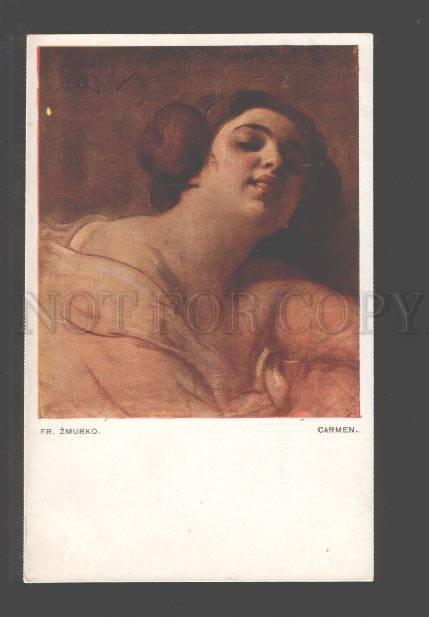 094757 Smiling BELLE Lady by ZMURKO vintage Art Nouveau PC