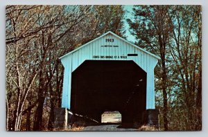 Parke County Indiana State Sanitorium Covered Bridge VINTAGE Postcard A75