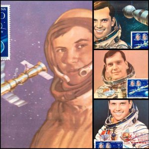 The first Romanian cosmonaut Dumitru Prunariu 1981 lot of 4 postcards